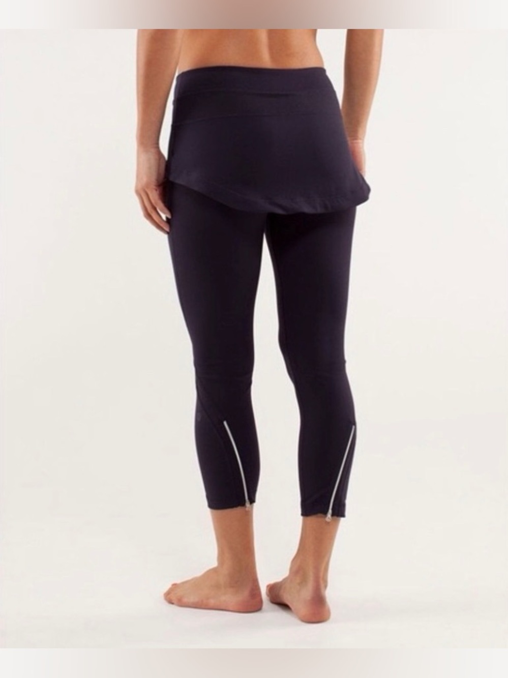 NWT Lululemon Steadfast Crop Skirt Leggings Black Size 4 Luon Zip Ankle W6861S